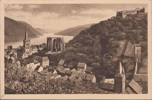 AK Bacharach, Burg, Stadtansicht, Mehrfachfrankatur, gelaufen 1923