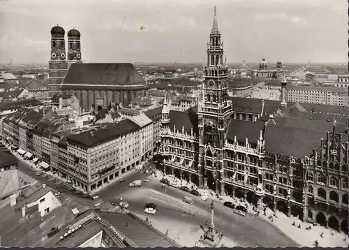 AK München, Rathaus und Frauenkirche, gealufen 1964