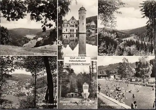 AK Heigenbrücken, Quellenschimmbad, Ehrenmal, Schloß, gelaufen 1969