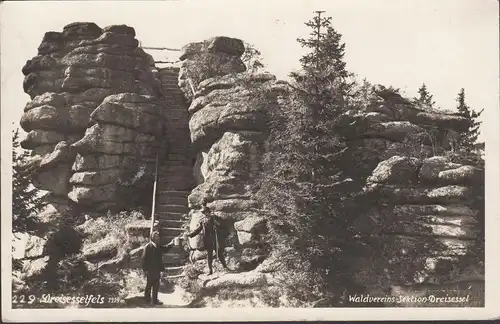 AK Freyung-Grafenau, Dreisselfels, Waldverein-Sektion-Dreisessel, gelaufen 1929