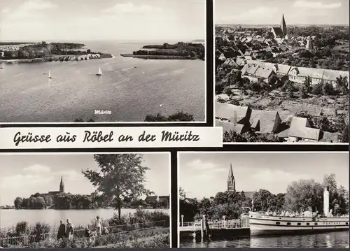 AK Röbel, Stadtansicht, Müritz, Schiff Fontane, gelaufen 1973