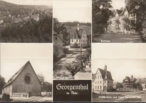 AK Georgenthal, FDGB-Heim, Hotel Deutscher Hof, Kurhaus, Kaornhaus (Kornhouse), couru en 1967