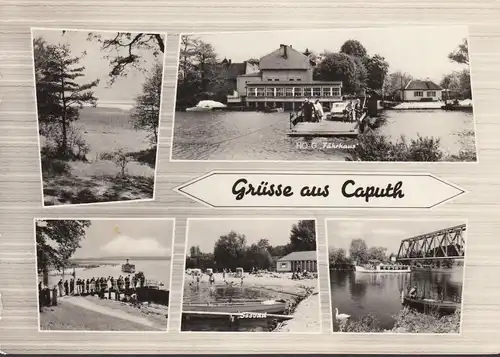 AK Caputh, HOG Fährhaus, Seebad, Schiff, Brücke, gelaufen 1967