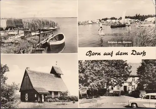 AK Born a. Darß, Am Bodden, Tenteplatz, Forestschunke, couru 1976