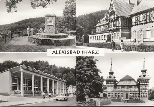 AK Alexisbad, Denkmal, Hotel Linde, Cafe Exquisit, Gaststätte Goldene Rose, gelaufen