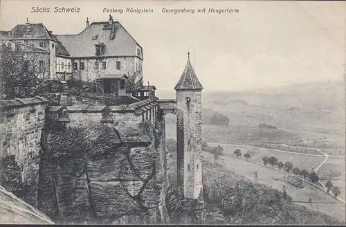 AK Festung Königstein, Georgenburg mit Hungerturm, ungelaufen- datiert 1907