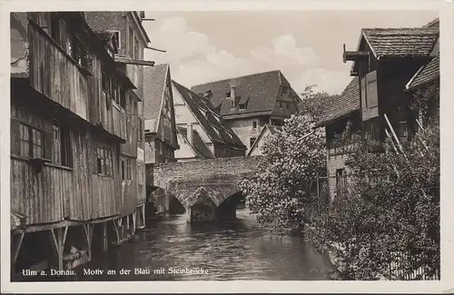 AK Ulm, Motiv an der Blau mit Steinbrücke, ungelaufen