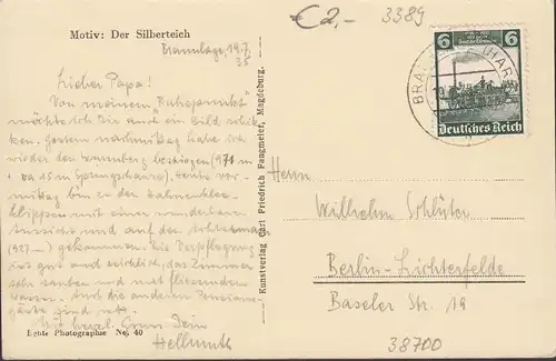 AK Braunlage, Silberteich, Aus deutschen Landen, Mi.Nr. 580, gelaufen 1935