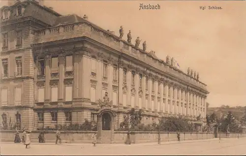 AK Ansbach, Château Royal, couru en 1907