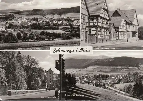 AK Schwarza, église de Pâques, maisons à colombages, Dolmar, couru