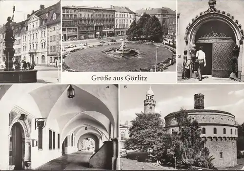 AK Görlitz, Flüsterbogen, Lange Läuben, Kaisertrutz, gelaufen