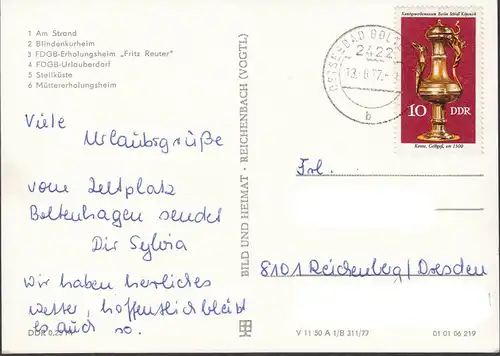 AK Boltenhagen, Blindenkurheim, Muttererholungsheim, Urlauberdorf, gelaufen 1977