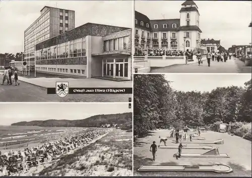 AK Binz, Ferienheim Arkona, Promenade, Minigolf-Anlage, gelaufen 1979