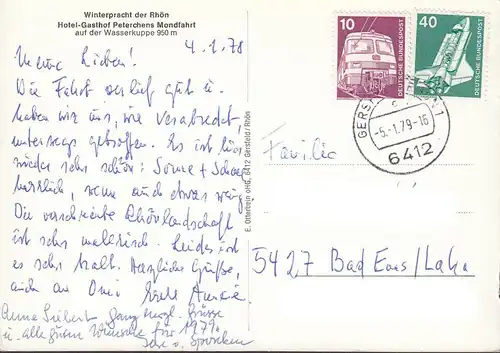 AK, Gersfeld, Rhône, Hotel et Gasthof Peterchens Luna Tour, couru en 1979