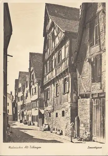 AK Tübingen, Lazarettgasse, gelaufen 1952