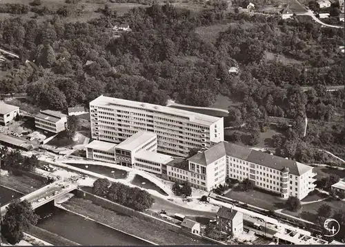 AK Pforzheim, Krankenhaus, Fliegeraufnahme, gelaufen 1963