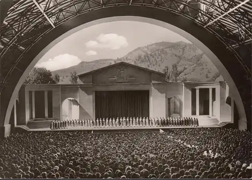 AK Oberammergau, jeux de passe avec scène et chœur, incurvé