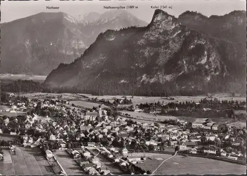 AK Oberammergau, vue panoramique, caar de secours, Kofel, incurvée