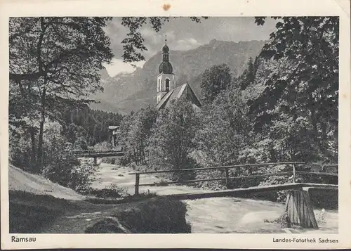 AK Ramsau, église, rivière, photographie nationale, 1953, incurvée