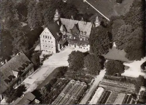 AK Paderborn, Kurheim Schloß Hamborn, Gartenanlagen, Fliegeraufnahme, gelaufen 196?