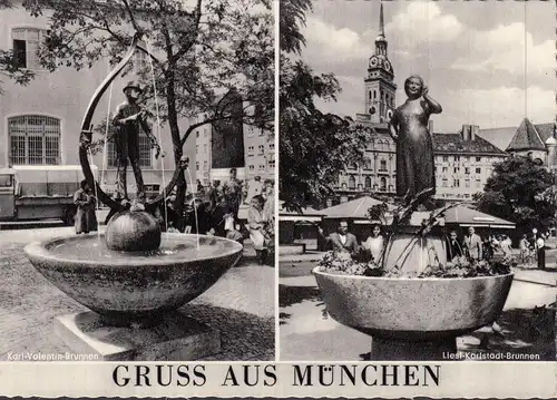 AK München, Karl Valentin Brunnen, Liesl Karlstadt Brunnen, ungelaufen