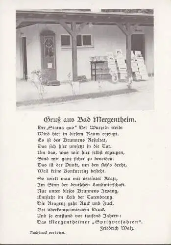 AK Bad Mergentheim, procédé de pulvérisation Mergentheimer, Friedrich Walz, non-remboursé