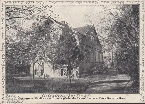 AK Rothenburg, Schwestern-Waldhaus, Erholungsheim, DRK in Bremen, ungelaufen- datiert 1929