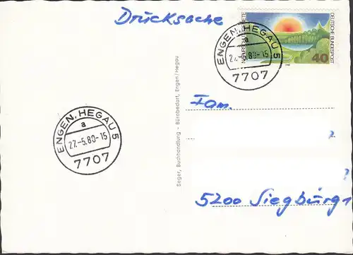 AK Engen, Kirche, Capitol- Felsen Bräu, Straßenansichten, gelaufen 1980