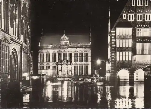 AK Bremen, Schütting bei Nacht, Überschwemmung, gelaufen 1964