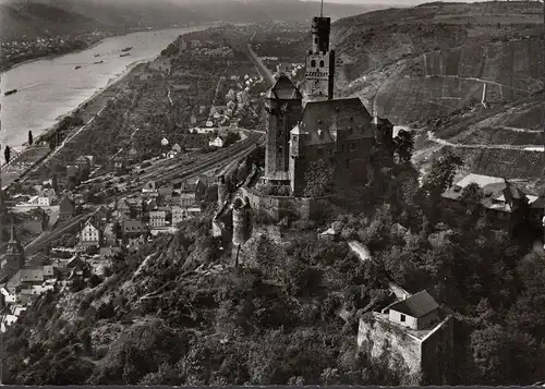 AK Braubach, Die Marksburg, Fliegeraufnahme, gelaufen 1967