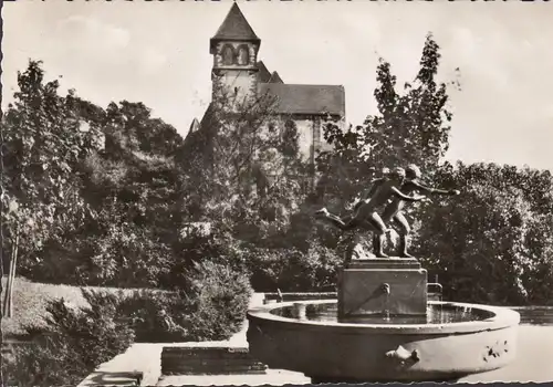 AK Pforzheim, Dreitälerbrunnen mit Schloßkirche, ungelaufen