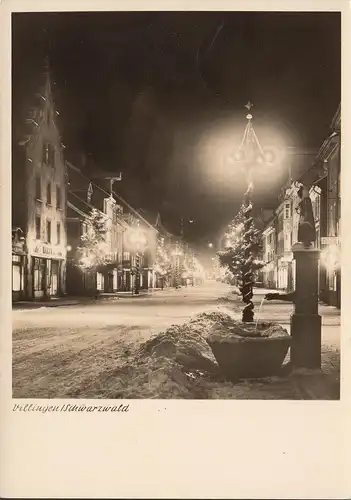 AK Villingen, Verschneite Innenstadt, Cafe Harter, Friseur, gelaufen 1952