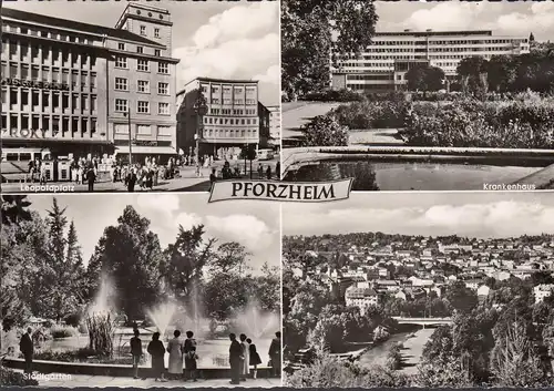 AK Pforzheim, Krankenhaus, Leopoldplatz, Stadtgarten, ungelaufen