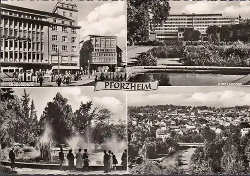 AK Pforzheim, hôpital, place Leopold, jardin de la ville, incurable