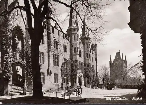 AK Bisingen, Burg Hohenzollern, Burghof, gelaufen 1961