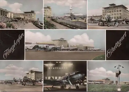 AK Stuttgart, Flughafen, Flugzeuge, gelaufen 1960