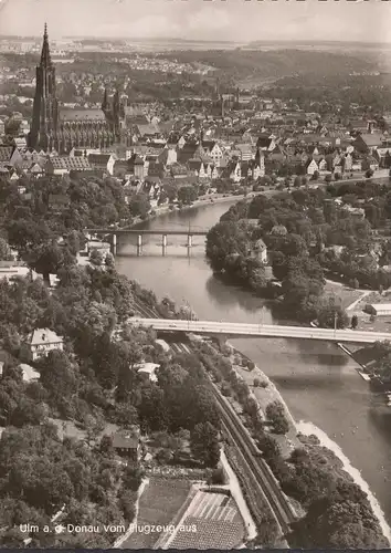 AK Ulm, Stadtansicht, Brücken, Fliegeraufnahme, gelaufen