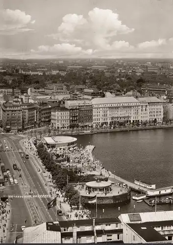 AK Hamburg, Jungfernstieg, Binnen- und Außenalster, ungelaufen