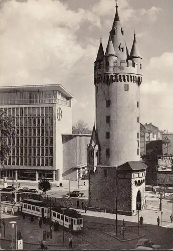 AK Frankfurt a. Main, Eschenheimer Tour, Bayer-Haus, tramway, incurable