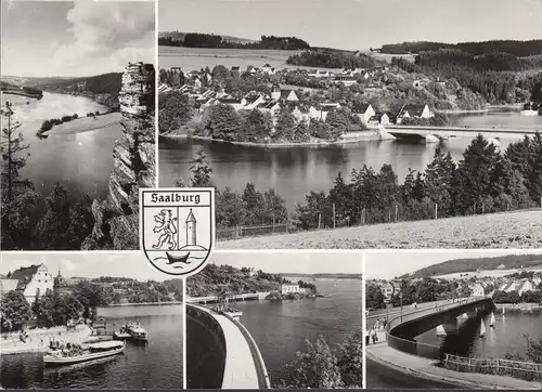 AK Saalburg, barrage, barrière de Saaletal, bateaux, vue sur la ville, couru