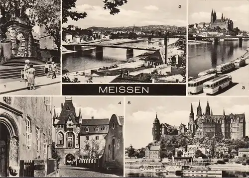 AK Meissen, Albrechtsburg, Dom, bus, pont, couru