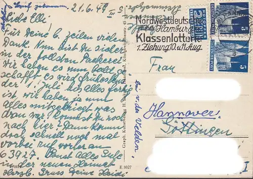 AK Hannover, Marktkirche und Altes Rathaus, gelaufen 1949