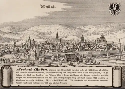 AK Mosbach, Stadtansicht, Kirche von 1558, ungelaufen