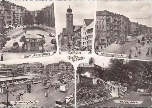 AK Berlin, Neukölln, Hermannstraße, Karl Marx Platz, Rathaus, ungelaufen