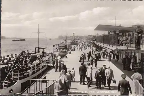 AK Hambourg, St. Pauli, ponts d'atterrissage, paquebots, non-roulés