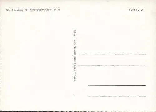 AK Furth im Wald mit Hohenbogen, Stadtansicht, Kirche, ungelaufen