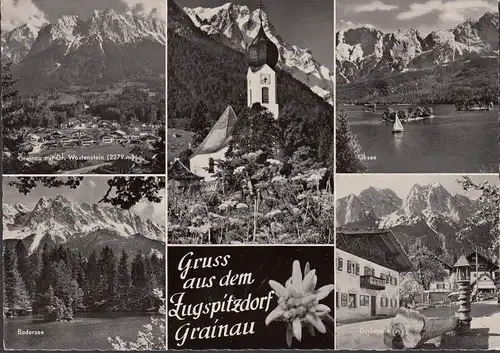 AK Grainau, Badersee, Dorfstraße, Eibsee, ungelaufen- datiert 1959