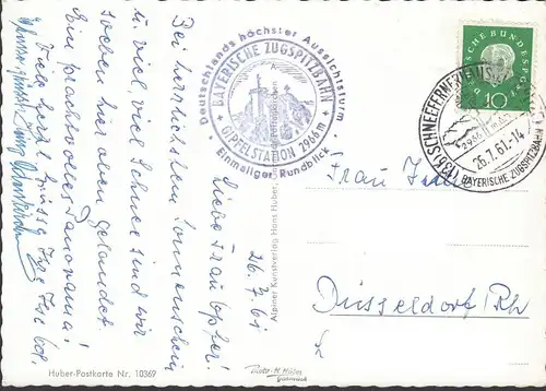 AK Garmisch-Partenkirchen, Zugspitze, Hotel Schneefernerhaus, gelaufen 1961