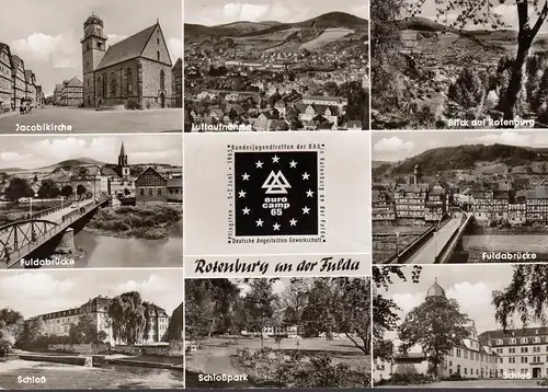 AK Rotenburg, Jacobikirche, Brücke, Park, Gefälligkeitsstempel Robria 1965, ungelaufen