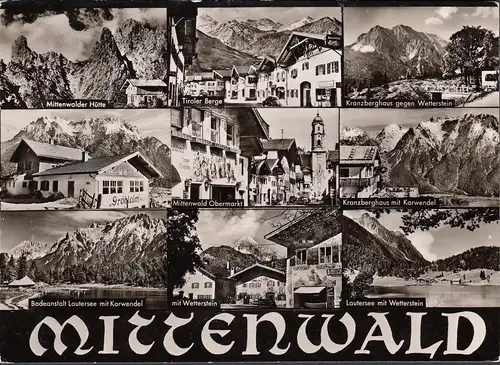 AK Mittenwald, Kranzberghaus, Restaurant, Badeanstalt, Lautersee, ungelaufen